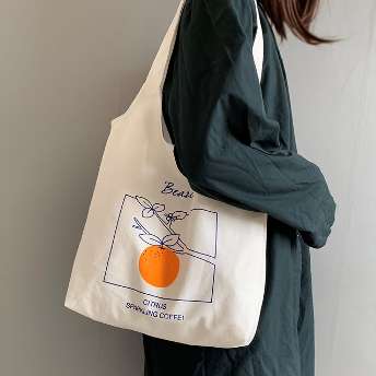 韓国風シンプルフルーツプリント帆布エコバッグ
