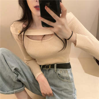 セクシー韓国ファッションスウェートエレガントニットセーター