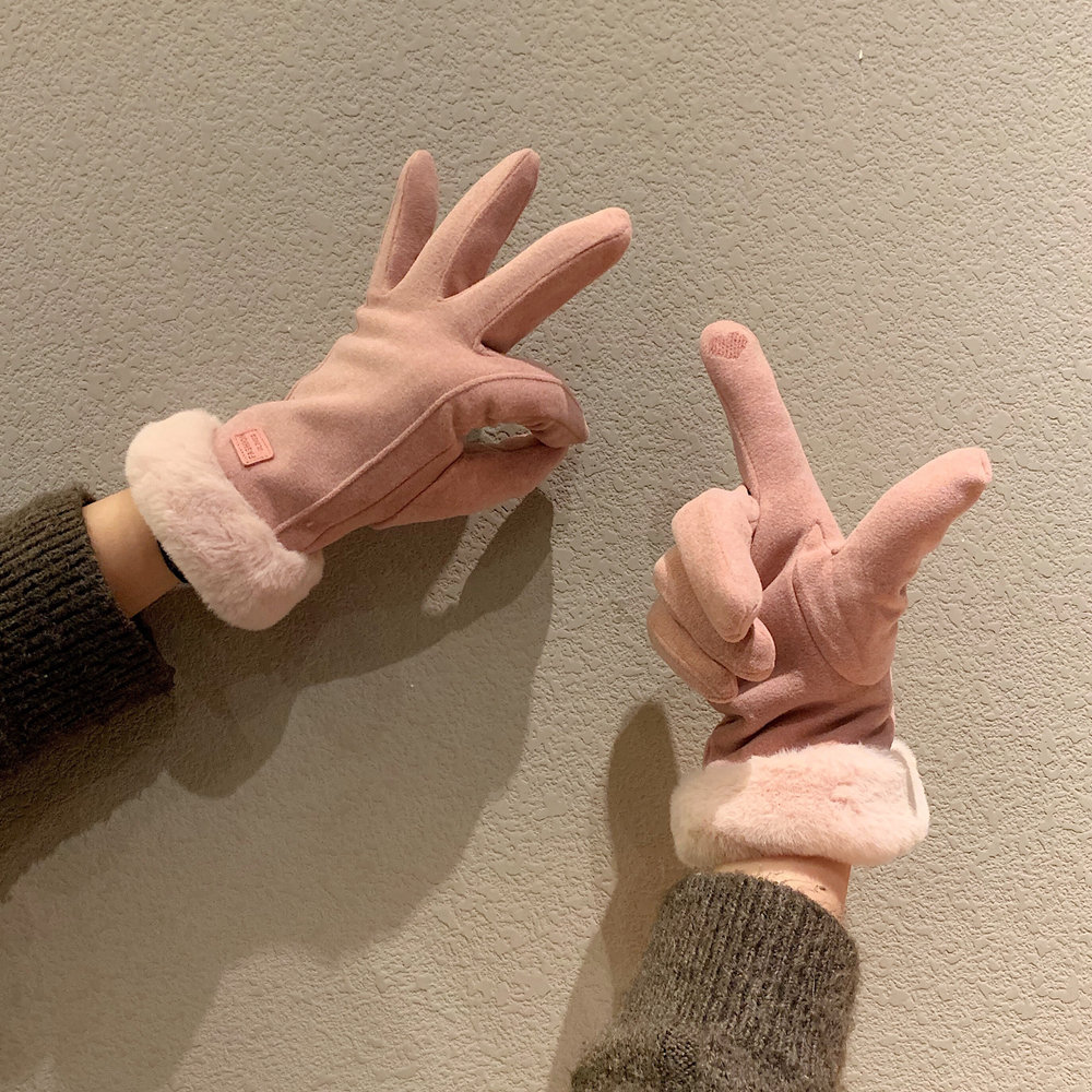 スエードスタイリッシュ韓国ファッション秋冬手袋