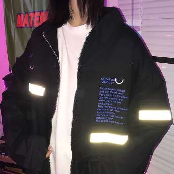 秋韓国風ファッション配色bfアルファベットルーズプリント２色ジャケット