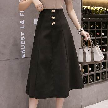 優しい雰囲気 ファッション ボタン ファスナー ロング スカート