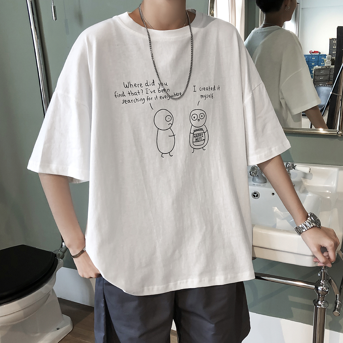 韓国ファッションシンプルおしゃれメンズTシャツ Dwstyle
