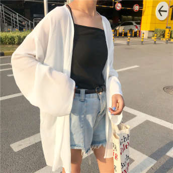 日焼け止め無地人気シンプルカジュアル韓国ファッションシンプルカーディガン