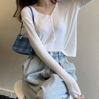 無地人気シンプルカジュアル韓国ファッションシンプルカーディガン