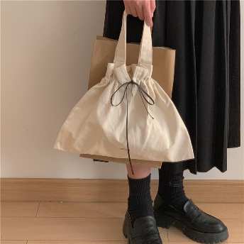 【バッグ】スウィートシンプルカジュアル手持ち紐締め帆布バッグ