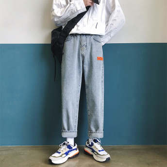 レトロ デニム 韓国ファッション 薄手 夏 シンプル 原宿 清涼 ストリート オシャレ 涼しい メンズパンツ