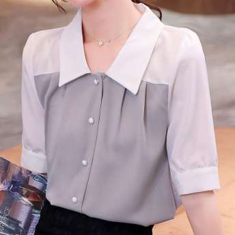 女子マスト 韓国風 ルーズ 着痩せ 合わせやすい シングルブレスト 配色 ボタン シンプル シャツ