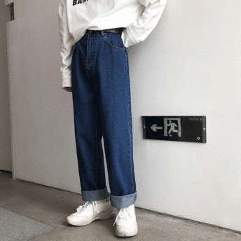 韓国ファッション 薄手 夏 シンプル デニム 原宿 清涼 韓国ファッション メンズパンツ