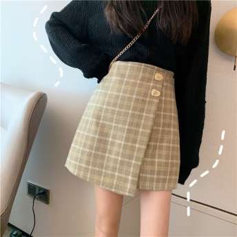 新作 韓国スタイル 不規則裾 Aライン 細身 合わせやすい チェック柄 ミニ丈 シック 肌触りいい スカート