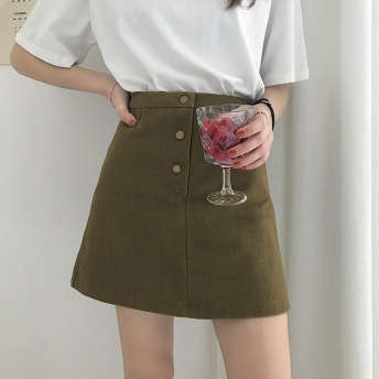 海外トレンド 安カワ ハイウエスト 無地 カジュアル シンプル 韓国風 合わせやすい 2色 スカート