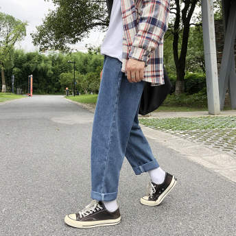 デニム ゆったり カジュアル 韓国ファッション 人気商品 シンプル メンズパンツ