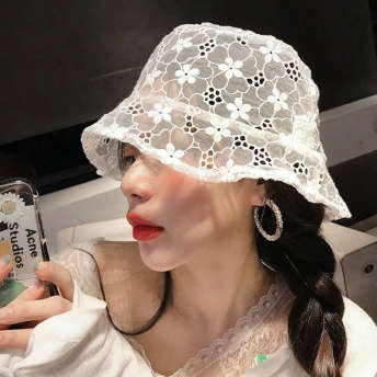 韓国ファッション 超人気商品 スウィート レース 小顔効果抜群 無地  レディース 帽子