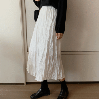 今季も大流行 シンプル 韓国系 ファッション Aライン 無地 ギャザー飾り スカート