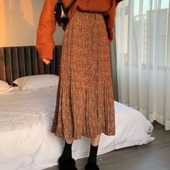 売れ切れ必至 韓国系 レトロ ファッション エレガント Aライン 小柄 スカート