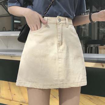 着心地良い 韓国系 キュート 森ガール フェミニン 学園風 無地 切り替え ボタン スカート