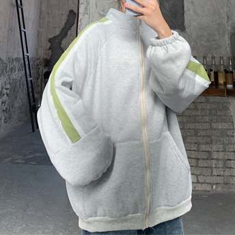 合わせやすい 3色 韓国通販 カジュアル ジッパー 配色 長袖 POLOネック ジャケット