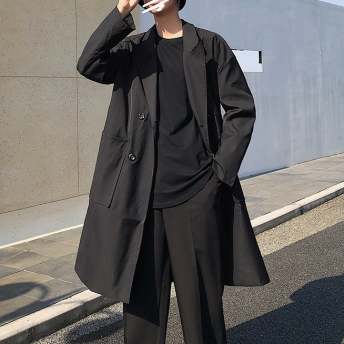 カジュアル 韓国系 ファッション 折り襟 長袖 シングルブレスト 無地 S-3XL ハンサム メンズアウターウェア