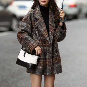 肌触り抜群 韓国 ファッション ダイス柄 インスタグラム ドルマンスリーブ カジュアル シンプル コート