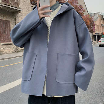 韓国系 カジュアル 無地 合わせやすい フード付き 長袖 厚手 ラシャメンズコート ハンサム メンズアウターウェア