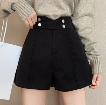 売れ筋 シンプル カジュアル ファッション 韓国系 フェミニン ボタン 秋冬 ハイウエスト ショートパンツ