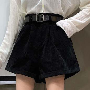 女子マスト ファッション シンプル カジュアル 韓国系 ベルト付き 秋冬 ショートパンツ