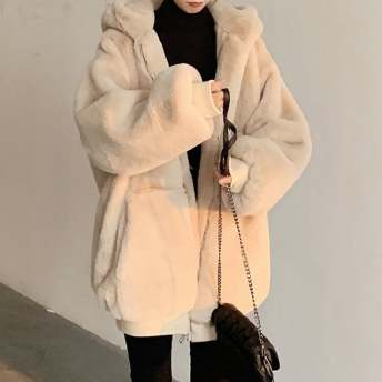 最安値 ふわふわ ボアジャケット 可愛い 韓国ファッション 無地 S-L 防寒 S-L  レディース ダウンコート