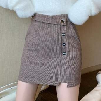 女子マスト 韓国系 セクシー ストリート系 無地 ボタン スパンコール 金属飾り スカート