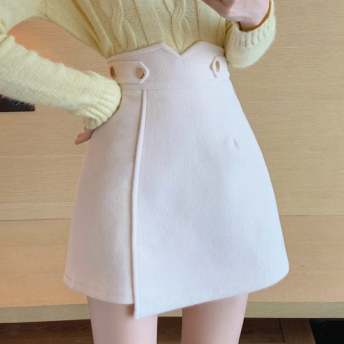 NO.1人気 韓国系 ストリート系 セクシー レトロ ボタン 金属飾り ラシャ 冬 スカート