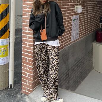 韓国ファッション ゆったり  ヨーロッパ ヒョウ柄 カジュアルパンツ