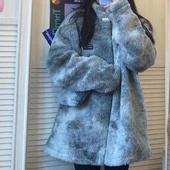 韓国の人気爆発ファッション カジュアル シンプル 長袖 ジッパー グラデーション色 ダウンコート