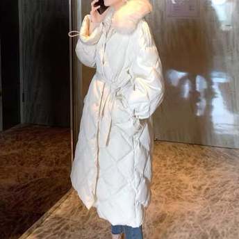 女子マスト ジッパー 無地 ファッション ベルト付き ロング 綿 コート