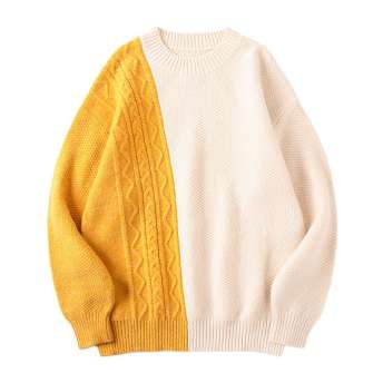 韓国 ファッション ニット おしゃれ 配色 無地 秋冬 シンプル メンズセーター ハンサム メンズトップス