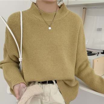 お買い得 3色展開 無地 シンプル 合わせやすい 厚め ニット セーター