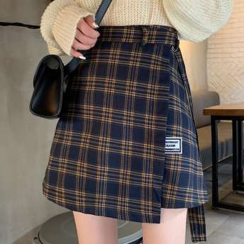 大人らしい 通勤/OL レトロ ファッション 韓国系 チェック柄 Aライン ショート丈 スカート