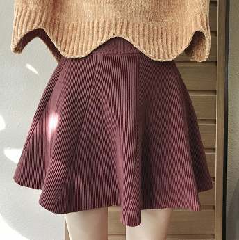 大人気 ファッション 韓国系 定番 エレガント フェミニン 無地 ストライプ柄 Aライン スカート