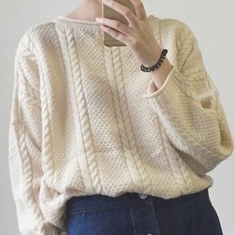 清新 韓国系 3色 プルオーバー ラウンドネック 秋冬 ファッション セーター