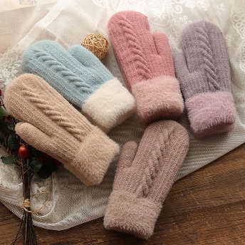 雑誌掲載商品 ファッション 簡潔 不規則 冬 厚手ふわふわ 毛糸 暖か 編み  手袋