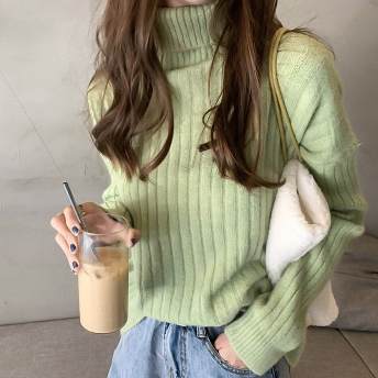 韓国ファッションおしゃれ無地人気ニットセーター