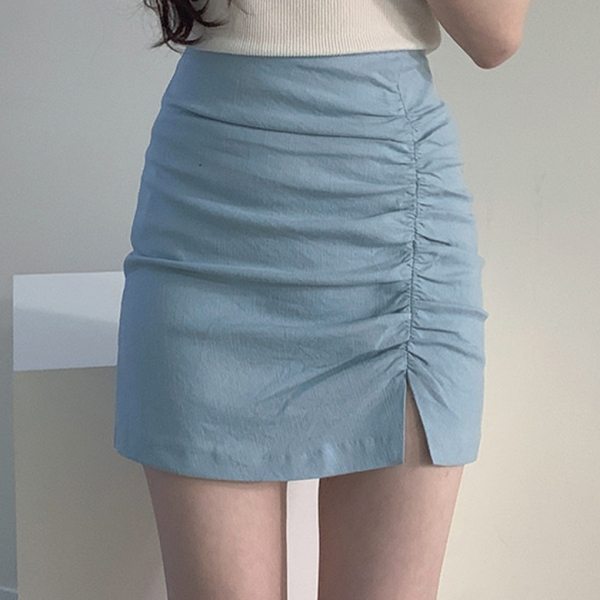 人気爆発 セクシー フェミニン 清新 韓国系 無地 ギャザー飾り 春夏 スカート