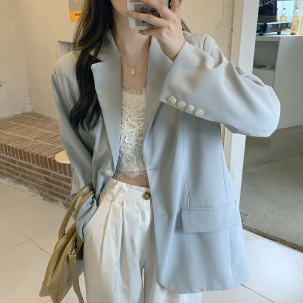 韓国の人気爆発 2色 韓国通販 オススメ ファッション シンプル 清新 折襟 スーツジャケット