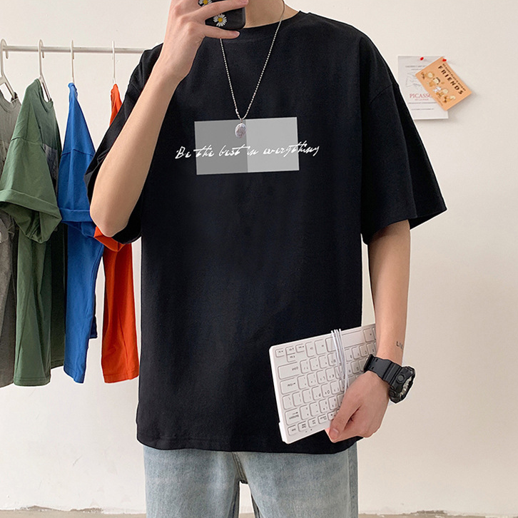 【7色展開】韓国系 ファッション ラウンドネック プリント 半袖 メンズ  Tシャツ