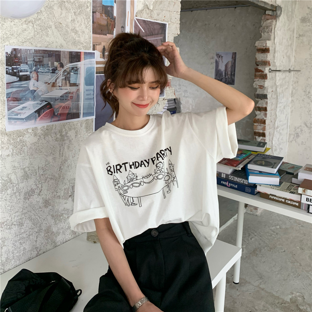 通販 オススメ オシャレ 春 服 レディース デーリー ストリート系 アルファベット Tシャツ レディースファッション激安通販 10代 代 30代ファッション 海外人気ファッション激安購入