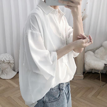絶対流行 カジュアル シングルブレスト 五分袖 無地 折り襟 メンズ  Tシャツ ハンサム メンズトップス