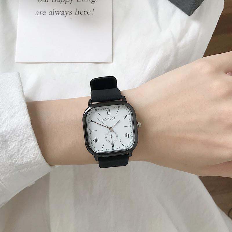 大活躍 ファッション シンプル 配色 スクエア 合成皮革 腕時計