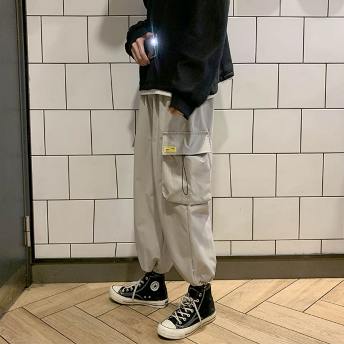 人気高い シンプル ファッション ポケット 無地 アンクル丈 S-3XL カーゴパンツ