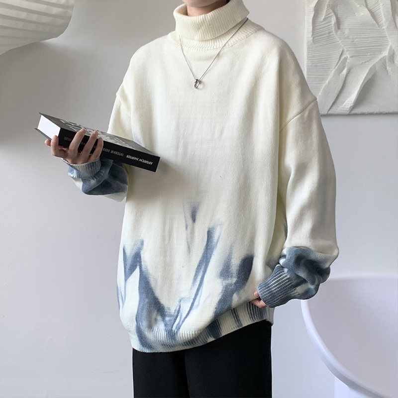 韓国風ファッション 人気沸騰 長袖 グラデーション色 プリント 韓国系 メンズセーター