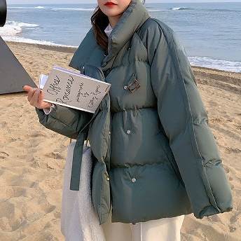 デザイン性抜群 韓国系 ファッション カジュアル 無地 長袖 スタンドネック 冬 ダウンコート