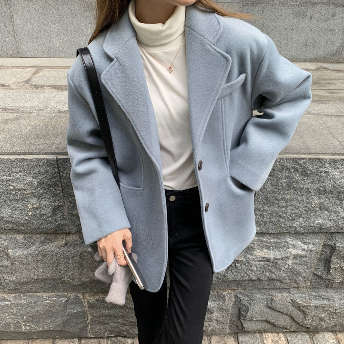韓国風ファッション シングルブレスト  ナイロン アウター  着瘦せ エレガント スーツ