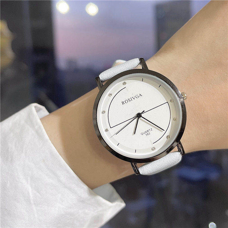 個性的なデザイン ファッション 配色縁取り ラウンド カジュアル 合成皮革 腕時計