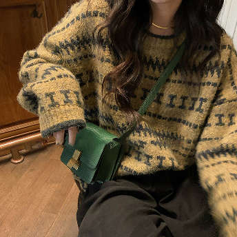レトロ 海外トレンド 安カワ カジュアル キュート ファッション 可愛い ニットセーター